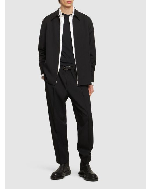 Jil Sander Black Fine Tech Gabardine Zipped Shirt for men