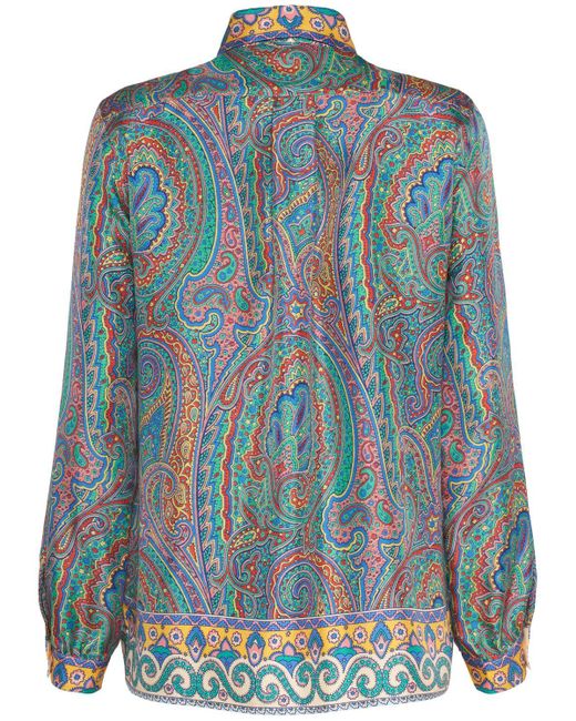 Etro シルクシャツ Blue