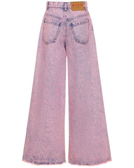 Marni Purple Cotton Denim Mid Rise Wide Jeans