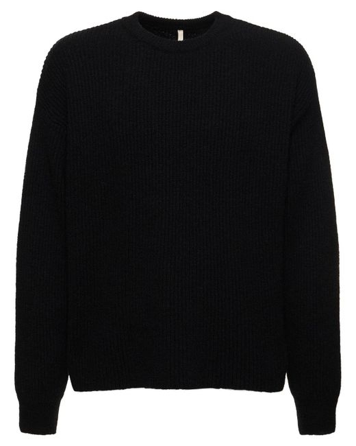 Suéter de punto acanalado de lana sunflower de hombre de color Black