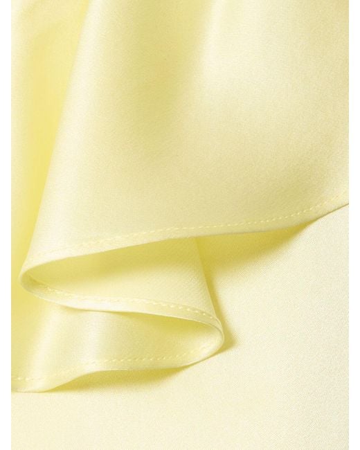 Vestido largo de satén de seda con manga larga Alessandra Rich de color Yellow
