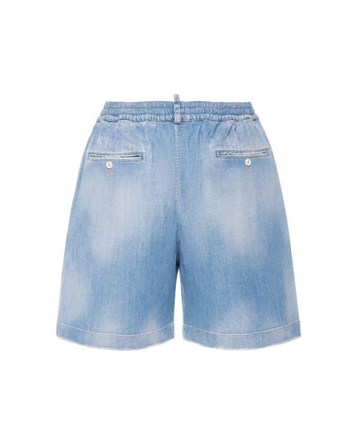 DSquared² Blue Boxer Fit Stretch Cotton Denim Shorts for men