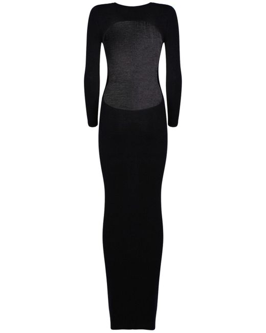Saint Laurent Black Wool Blend Long Backless Dress