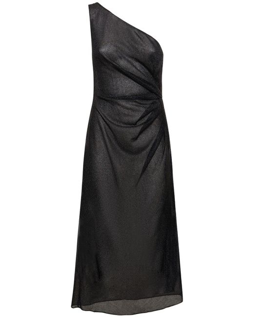 Oseree Black Langes Kleid Aus Knotendetail Lurex "lumière"