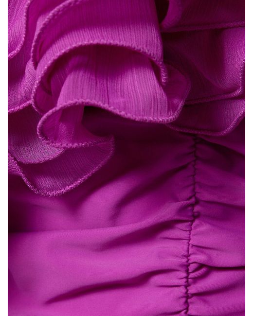 ROTATE BIRGER CHRISTENSEN Purple Asymmetric Chiffon Mini Dress