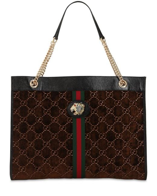 Gucci Brown Large Rajah Gg Velvet Tote Bag