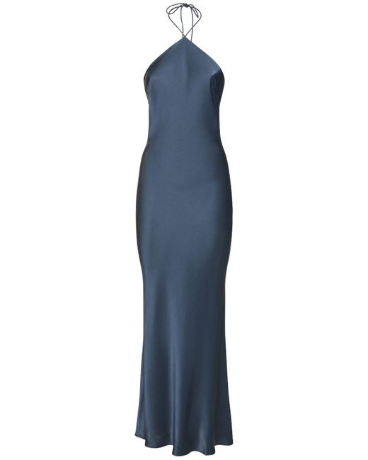 Anine Bing Blue Leanne Silk Halter Midi Dress