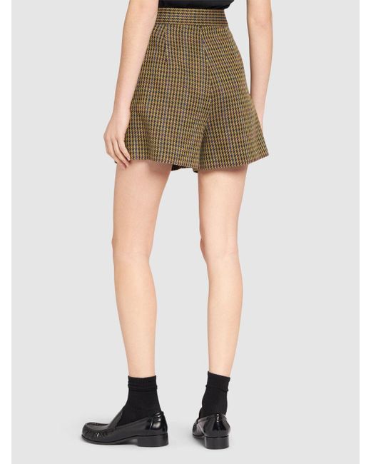 Patroni wool blend houndstooth shorts di Max Mara in Natural