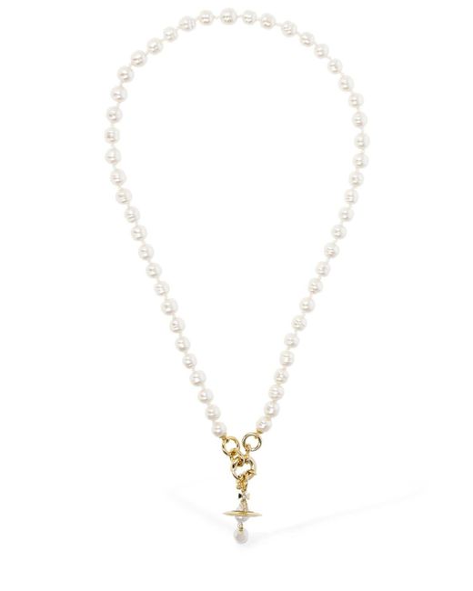 Vivienne Westwood White Aleksa Imitation Pearl Collar Necklace