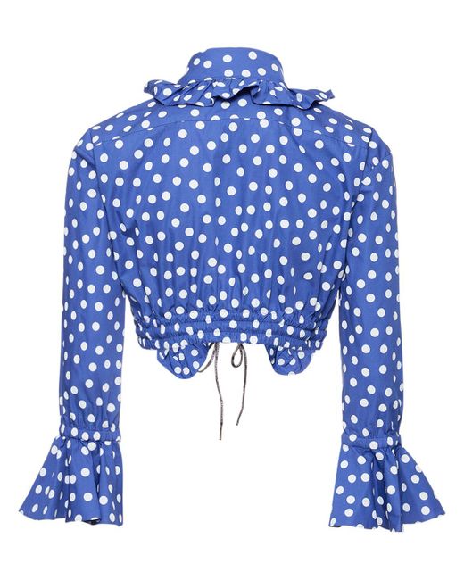 Camicia cropped in cotone stampato di Vivienne Westwood in Blue