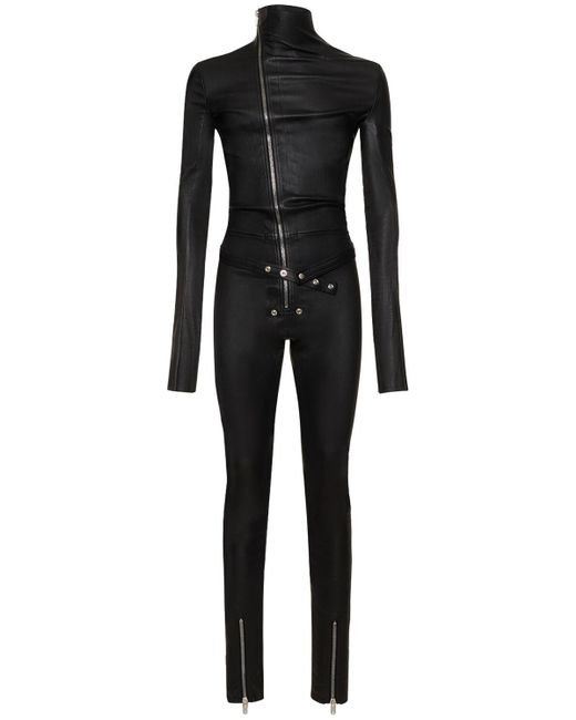 Rick Owens Black Tight Gary Leather Flight Suit for men