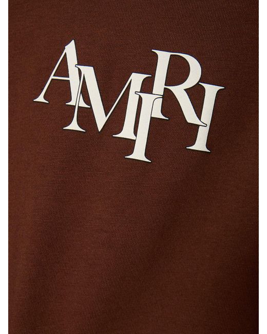Amiri Brown staggered Logo T-shirt for men