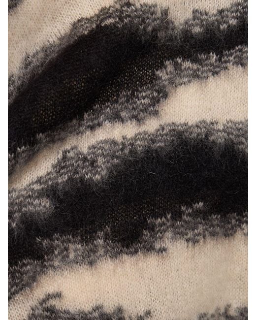 Isabel Marant Black Sawyer Striped Mohair Blend Knit Sweater
