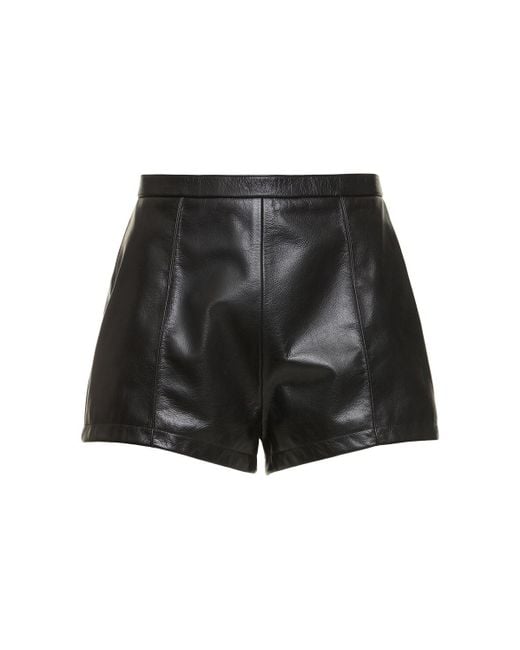 Bally Black Leather Mini Shorts