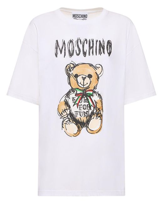 T-shirt en jersey de coton à logo Moschino en coloris White
