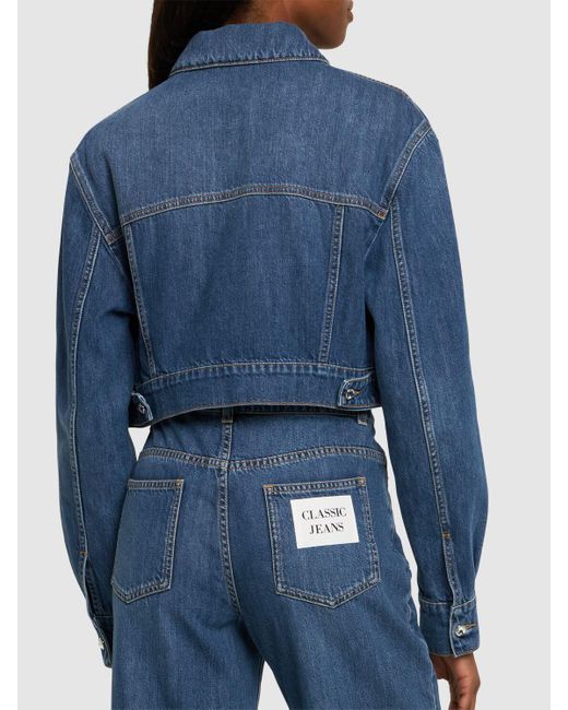 Moschino Blue Denim Cotton Cropped Jacket