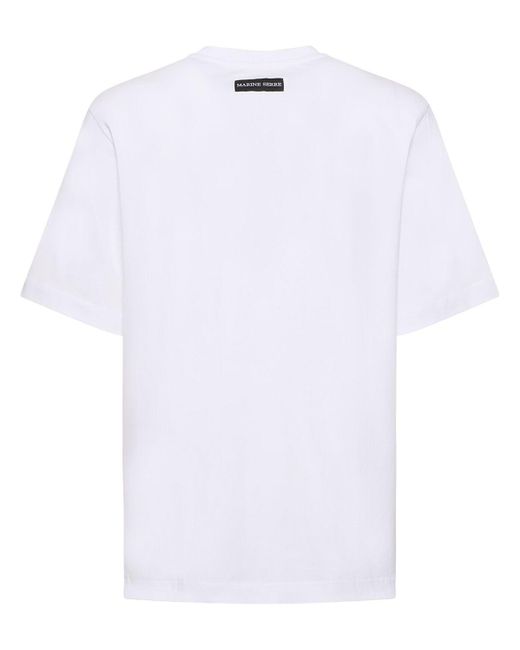 Camiseta de jersey de algodón orgánico con logo MARINE SERRE de hombre de color White