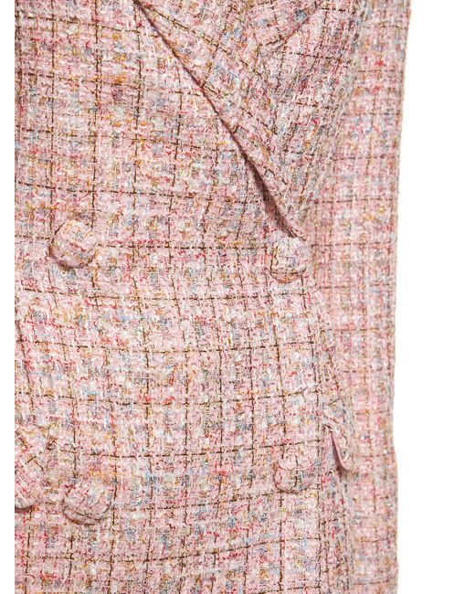 Self-Portrait Pink Tailliertes Bouclé-minikleid