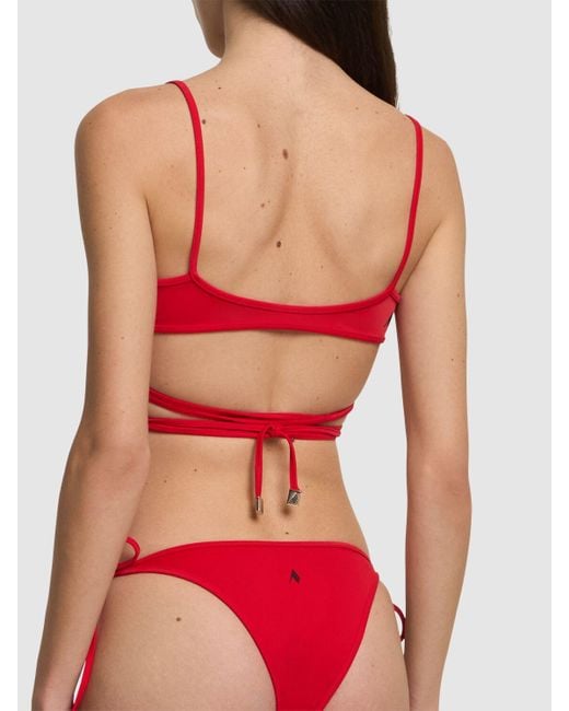 The Attico Red Lycra Triangle Bikini