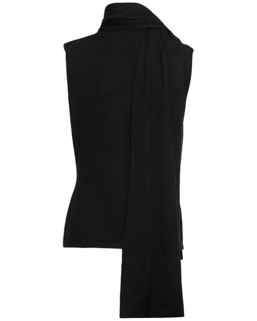 Haut en maille de laine mélangée drapée Magda Butrym en coloris Black