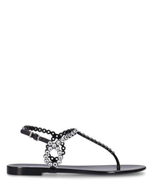 Aquazzura Natural 5Mm Almost Bare Crystal Jelly Flats
