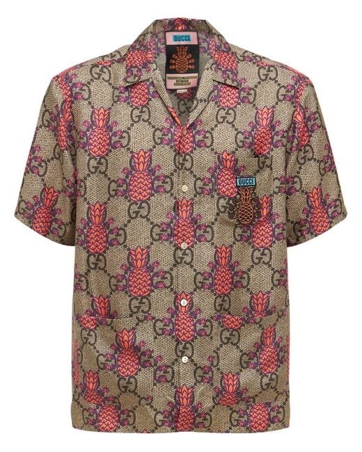 Camisa De Seda Gucci de hombre de color Multicolor