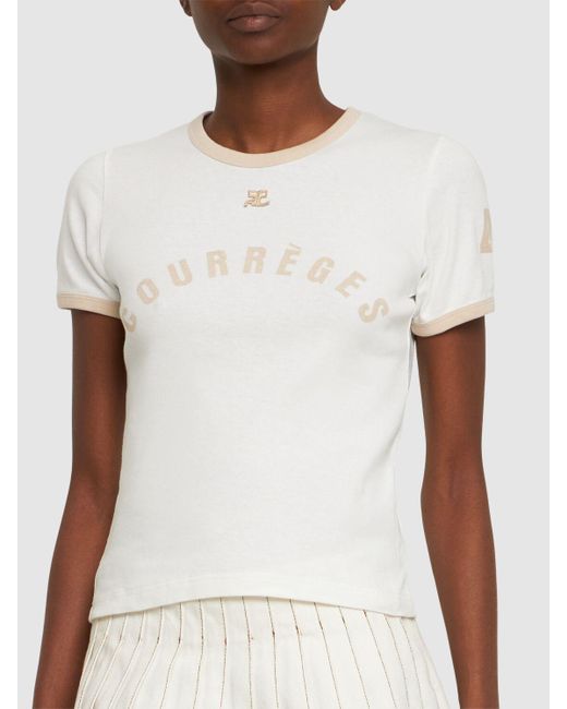 T-shirt in cotone con stampa di Courreges in White