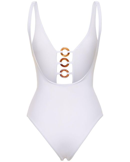 DSquared² White Lycra One Piece Swimsuit W/ Rings