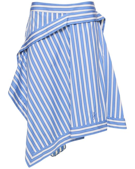 J.W. Anderson Blue Striped Cotton Asymmetric Midi Skirt