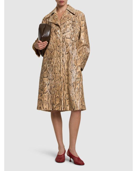 Dries Van Noten Ricca スパンコール スネークプリントコート Natural