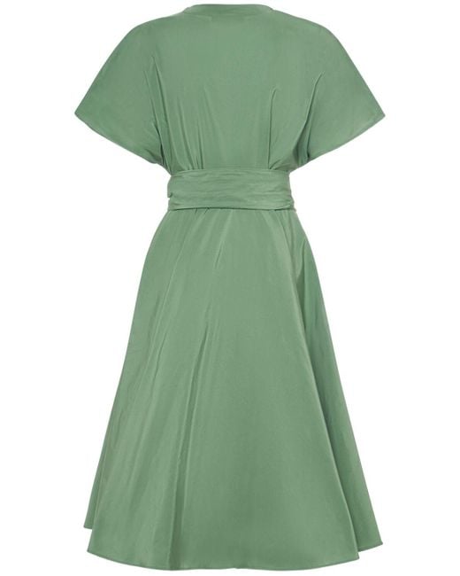 Weekend by Maxmara Green Giambo Belted Cotton Blend Midi Dress