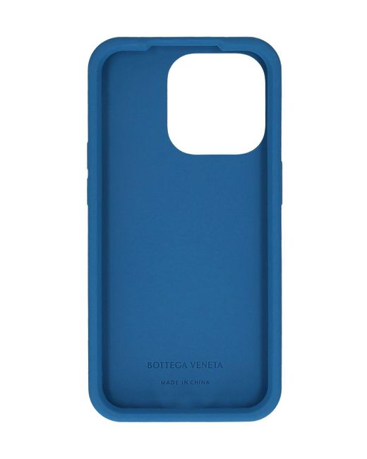 Cover iphone 14 pro intreccio in silicone di Bottega Veneta in Blue da Uomo