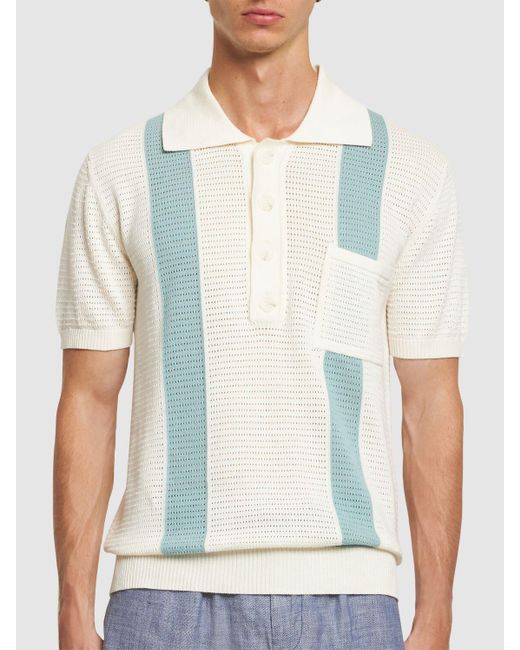 Polo en crochet de coton clete Frescobol Carioca pour homme en coloris White
