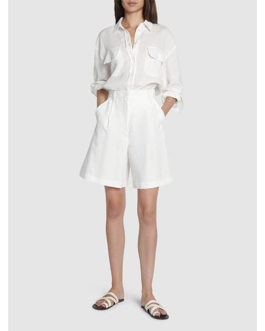 Shorts ecuba in cotone e tela di lino di Weekend by Maxmara in White