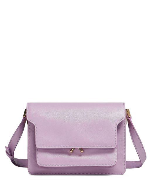 Marni Medium Trunk Soft Leather Shoulder Bag in Purple | Lyst