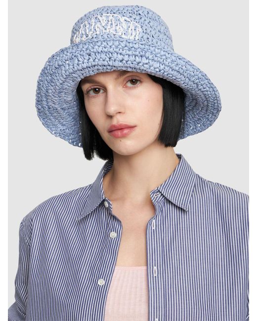 Ganni Blue Summer Woven Bucket Hat