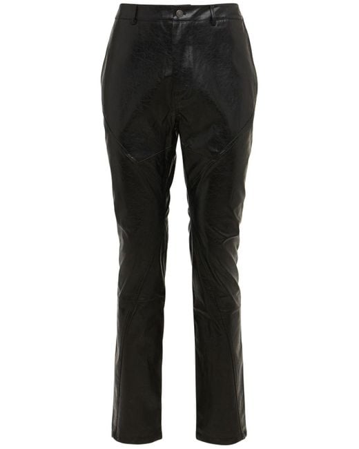 Jaded London Black Paneled Cracked Faux Leather Jeans for men