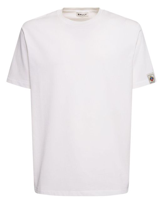 Bally White Cotton Logo T-shirt for men
