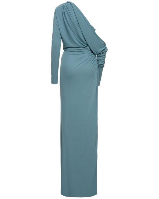 Elie Saab Blue Jersey-kleid Mit Drapierung