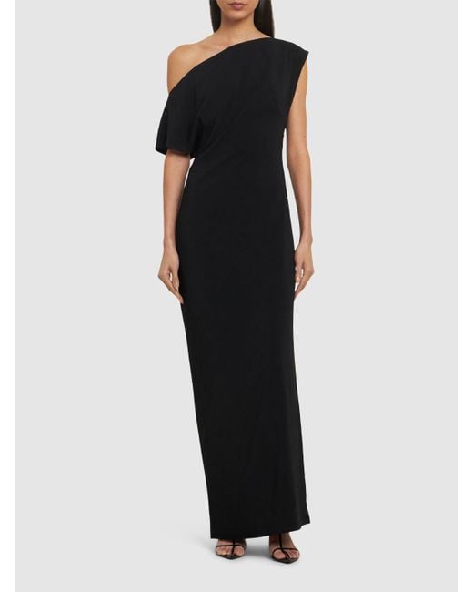 St. Agni Black Asymmetric Off-the-shoulder Long Dress