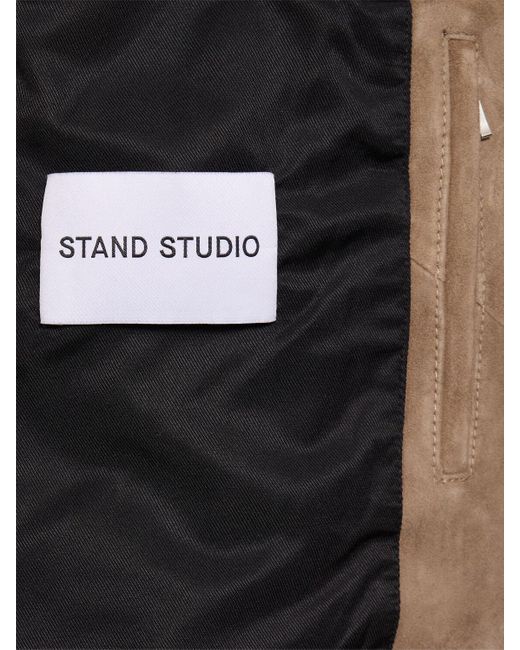 Veste de motard en daim icon Stand Studio en coloris Brown