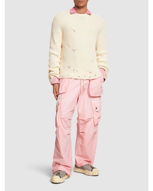 A PAPER KID Pink Nylon Cargo Pants