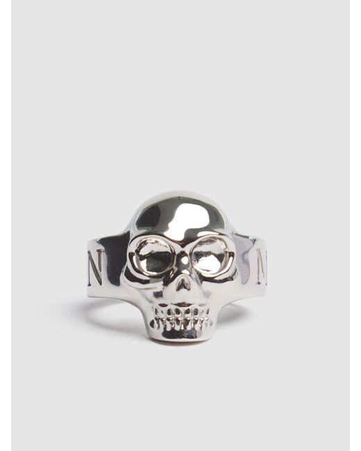 Alexander McQueen Herren Doppelschädelring Aus Messing in White für Herren