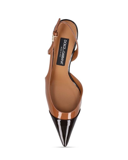 Dolce & Gabbana Brown 60mm Lollo Leather Slingback Heels