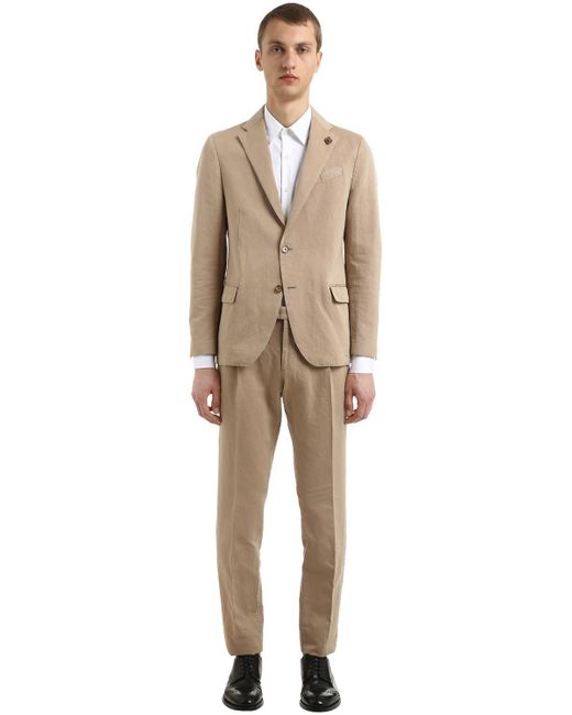 Lardini Natural Linen & Cotton Unlined Suit for men