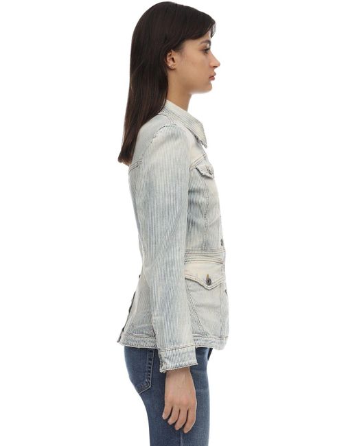 light blue fitted denim jacket