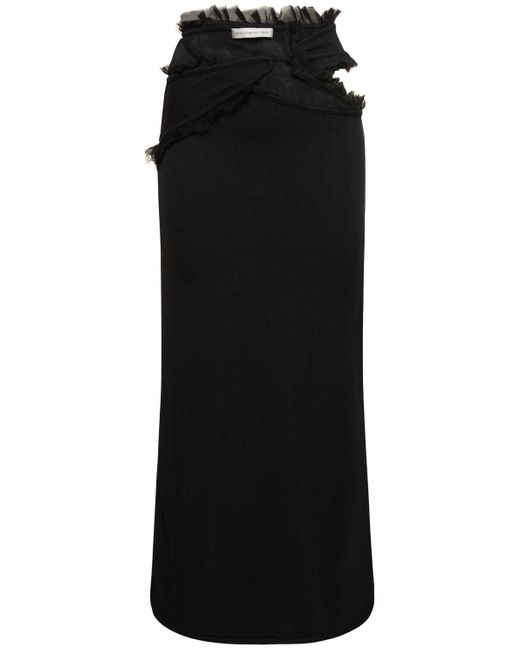 Christopher Esber Black Carina Cutout Long Skirt W/Tulle Details