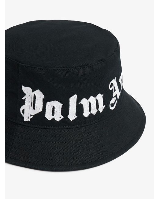 Palm Angels Black Neck Logo Cotton Bucket Hat for men