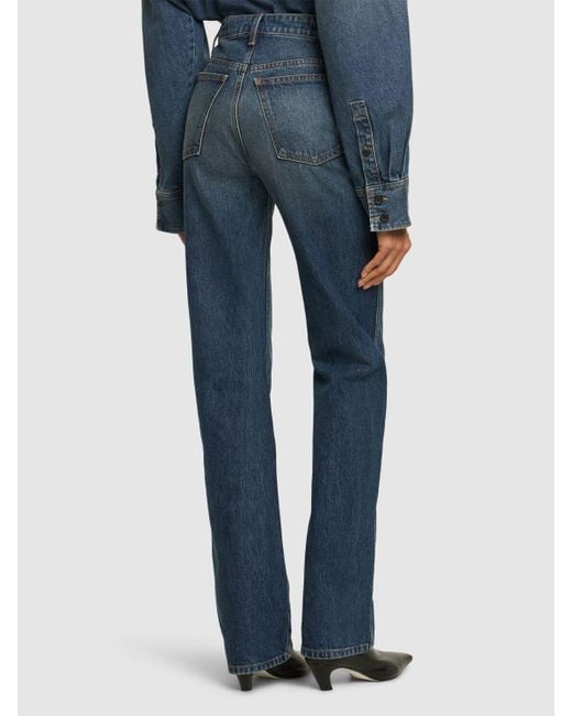 Khaite Blue Danielle High Rise Straight Jeans