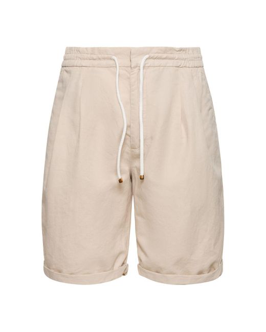 Brunello Cucinelli Natural Cotton & Linen Bermuda Shorts for men